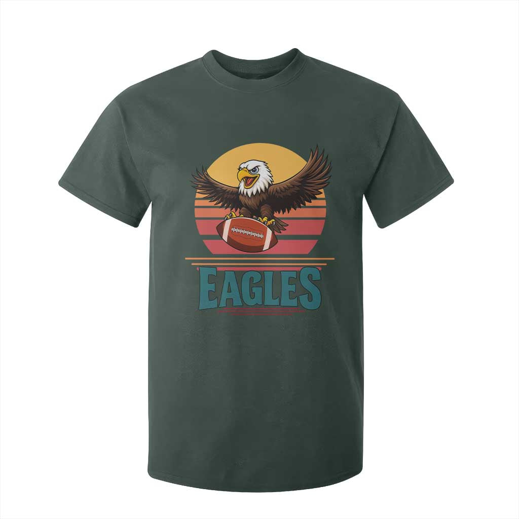 Funny Eagle Football Fan T Shirt For Kid Retro Vintage Style TS12 Dark Forest Green Print Your Wear