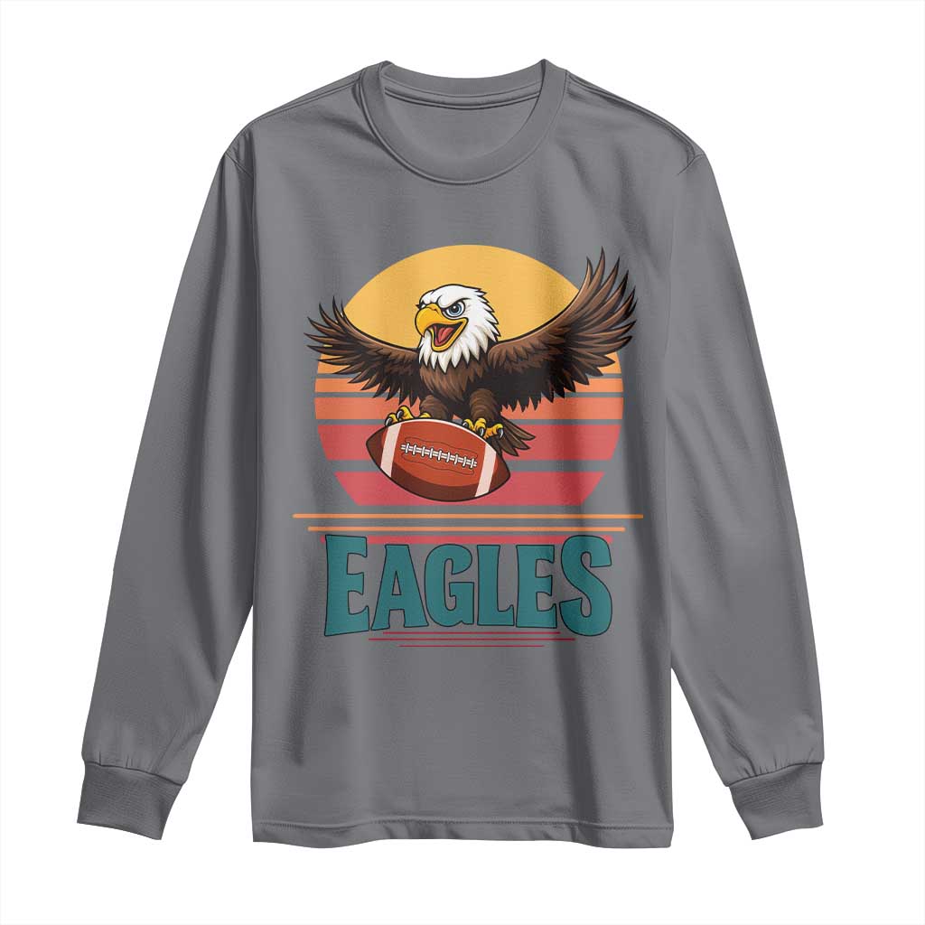 Funny Eagle Football Fan Long Sleeve Shirt Retro Vintage Style TS12 Charcoal Print Your Wear
