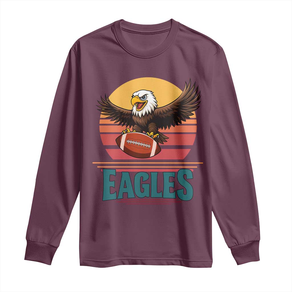 Funny Eagle Football Fan Long Sleeve Shirt Retro Vintage Style TS12 Maroon Print Your Wear