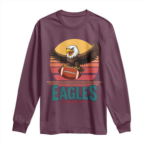 Funny Eagle Football Fan Long Sleeve Shirt Retro Vintage Style TS12 Maroon Print Your Wear