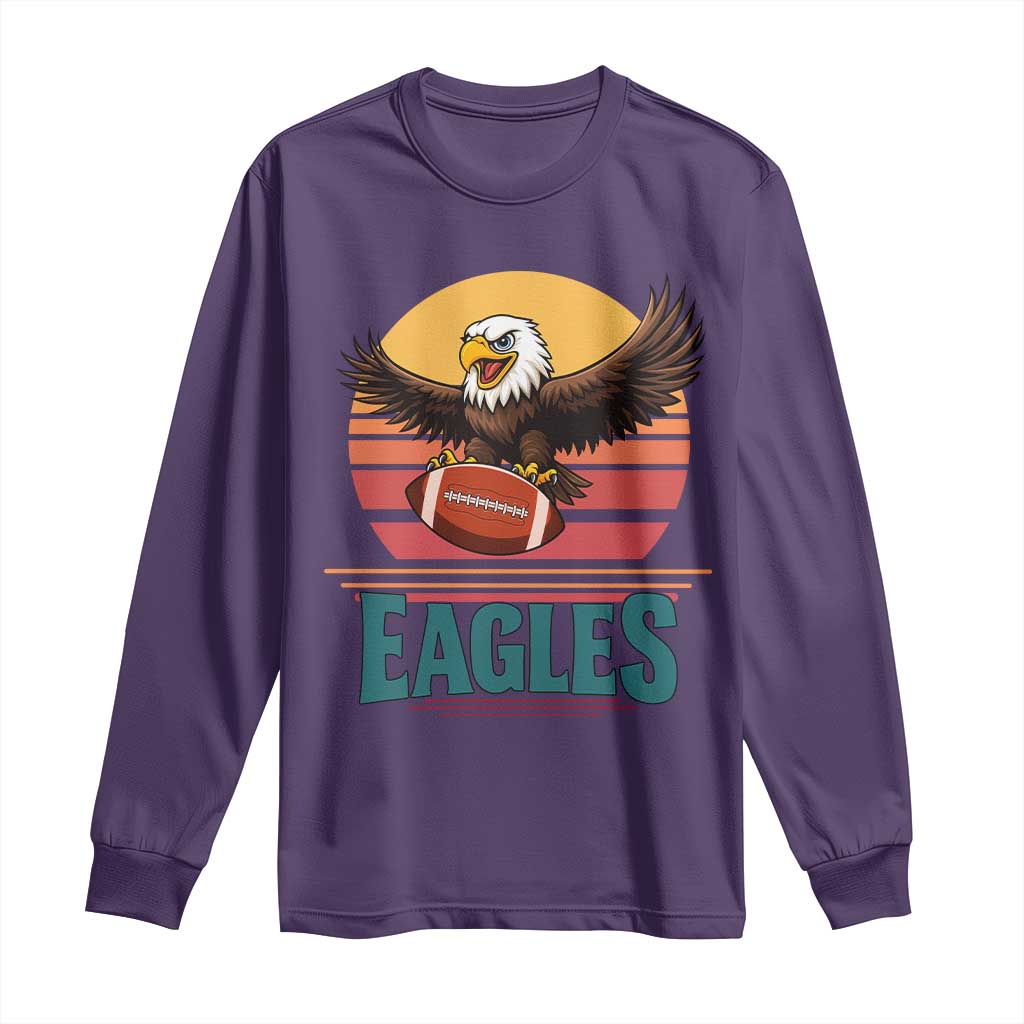 Funny Eagle Football Fan Long Sleeve Shirt Retro Vintage Style TS12 Purple Print Your Wear