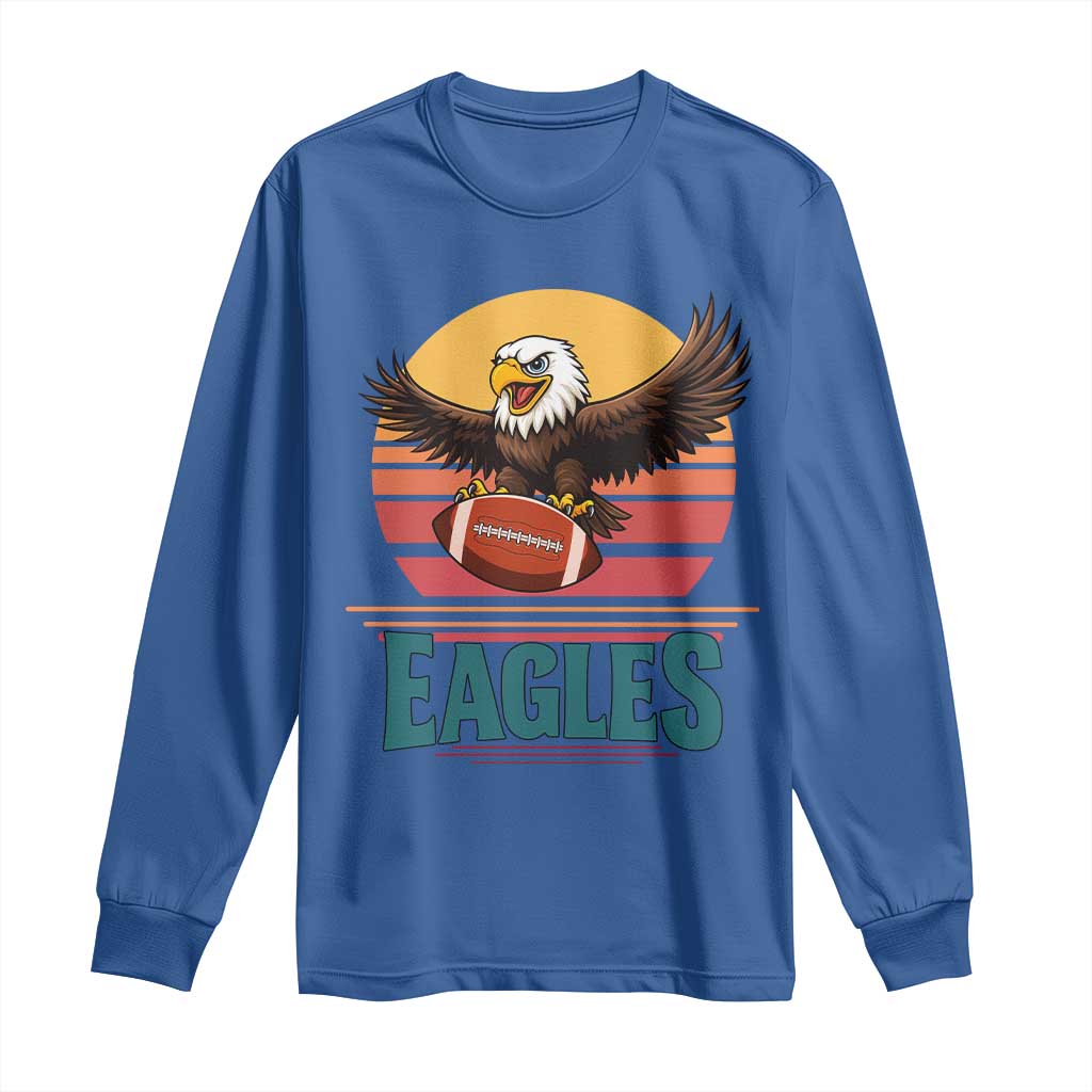 Funny Eagle Football Fan Long Sleeve Shirt Retro Vintage Style TS12 Royal Blue Print Your Wear