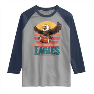 Funny Eagle Football Fan Raglan Shirt Retro Vintage Style TS12 Sport Gray Navy Print Your Wear