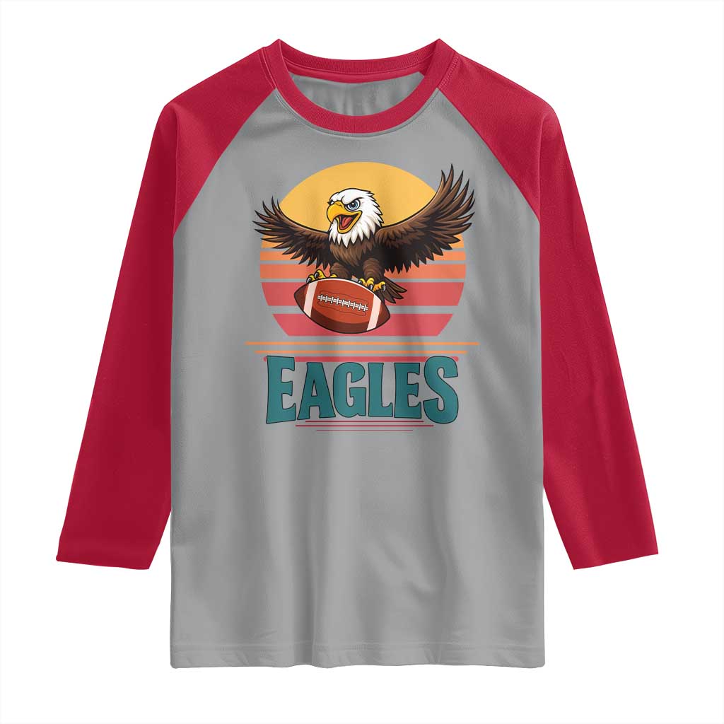 Funny Eagle Football Fan Raglan Shirt Retro Vintage Style TS12 Sport Gray Red Print Your Wear