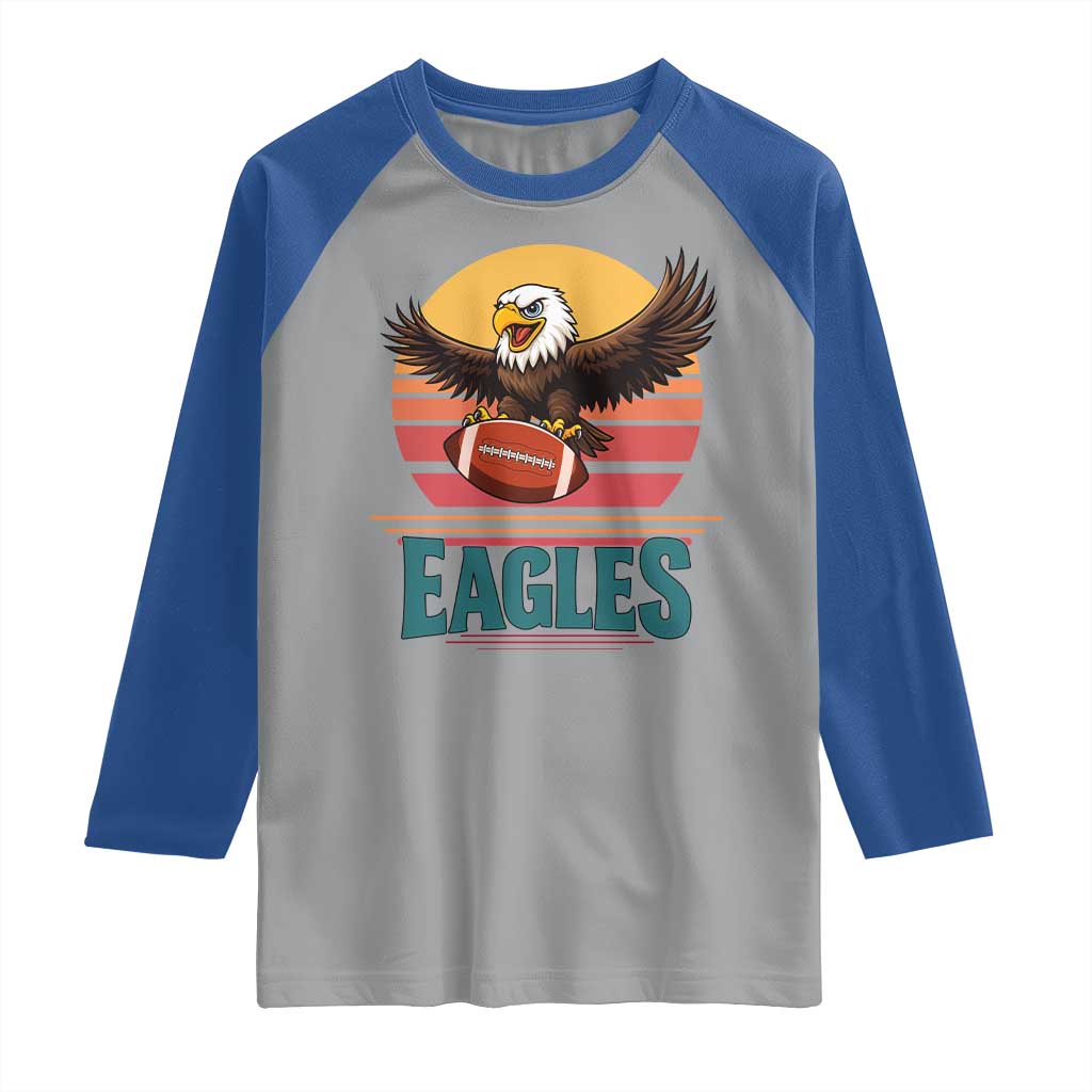 Funny Eagle Football Fan Raglan Shirt Retro Vintage Style TS12 Sport Gray Royal Print Your Wear
