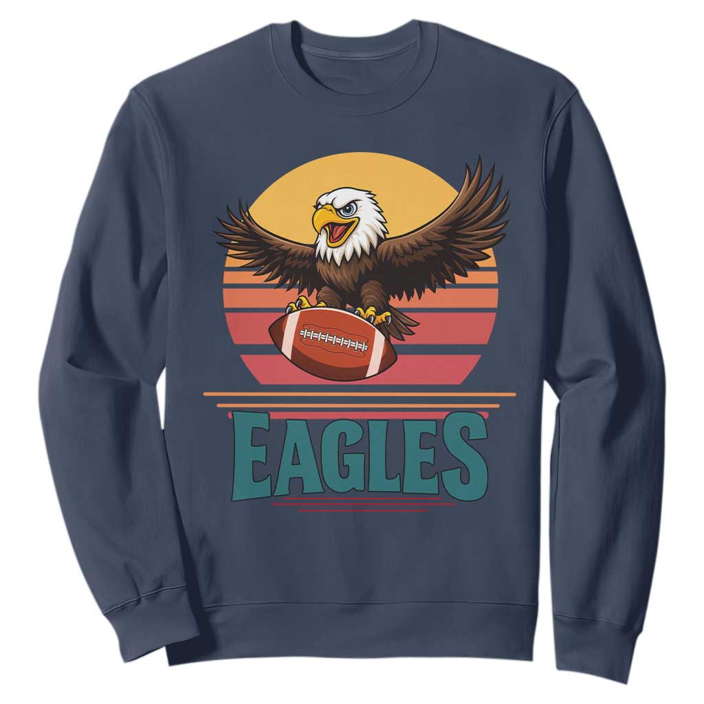 Funny Eagle Football Fan Sweatshirt Retro Vintage Style TS12 Navy Print Your Wear