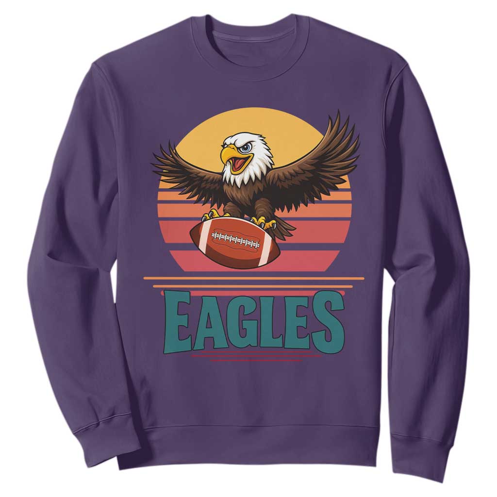 Funny Eagle Football Fan Sweatshirt Retro Vintage Style TS12 Purple Print Your Wear