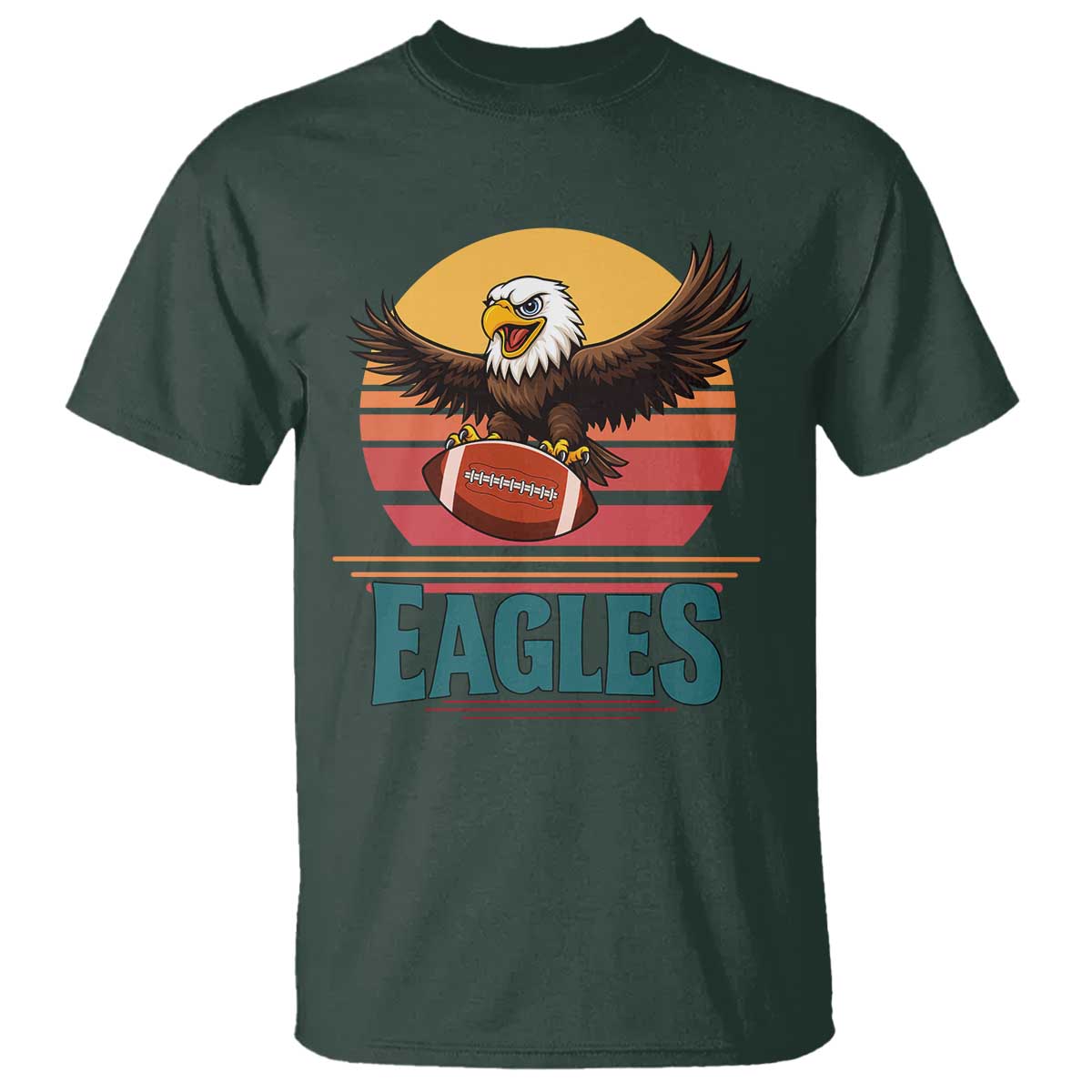 Funny Eagle Football Fan T Shirt Retro Vintage Style TS12 Dark Forest Green Print Your Wear