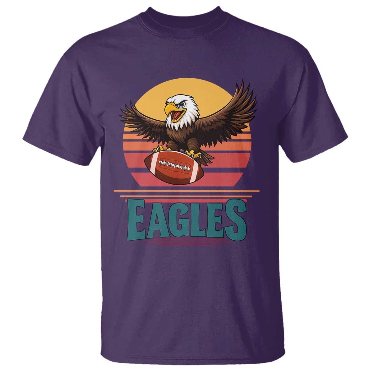 Funny Eagle Football Fan T Shirt Retro Vintage Style TS12 Purple Print Your Wear