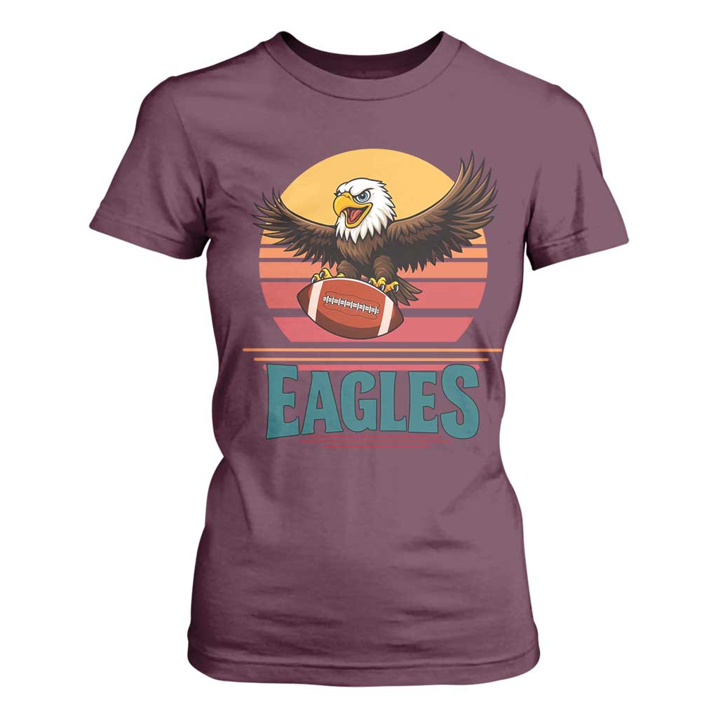 Funny Eagle Football Fan T Shirt For Women Retro Vintage Style TS12 Maroon Print Your Wear