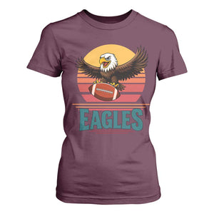 Funny Eagle Football Fan T Shirt For Women Retro Vintage Style TS12 Maroon Print Your Wear