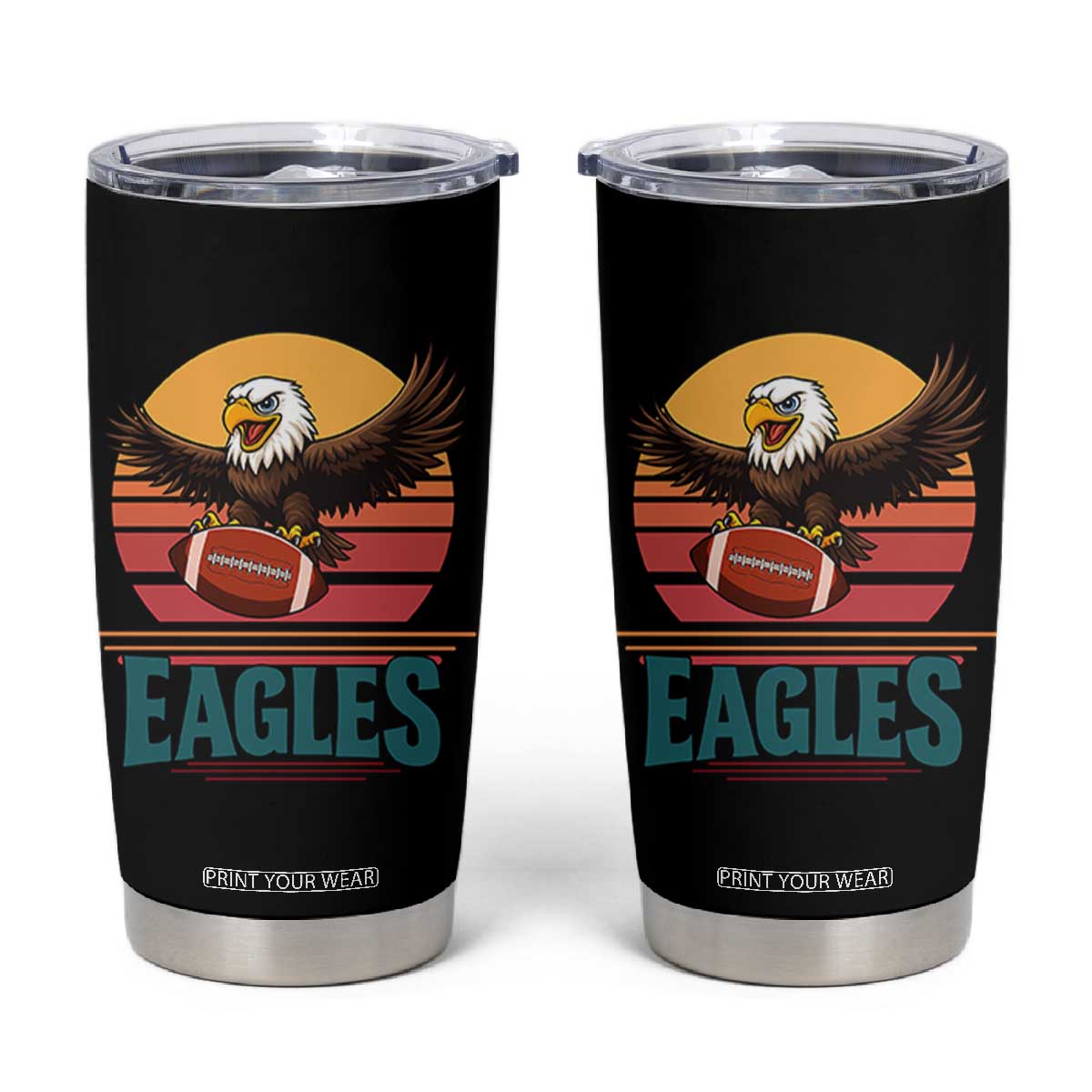 Funny Eagle Football Fan Tumbler Cup Retro Vintage Style TS12 Black Print Your Wear