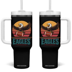 Funny Eagle Football Fan Tumbler With Handle Retro Vintage Style TS12 One Size: 40 oz Black Print Your Wear