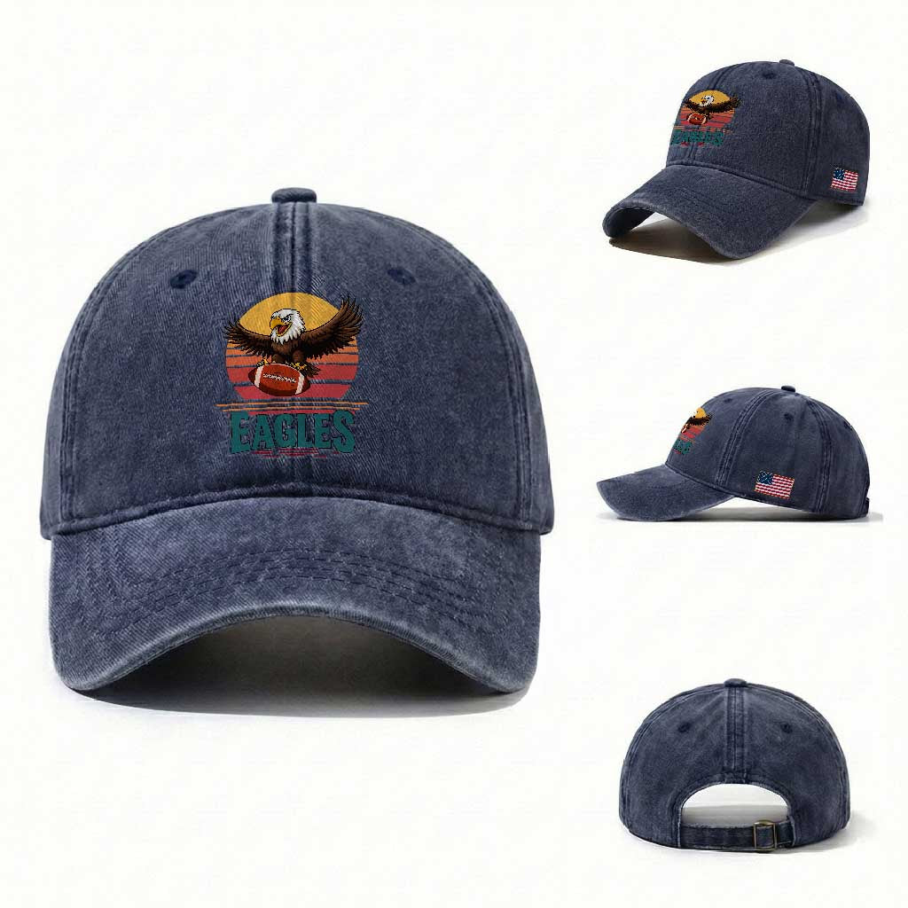 Funny EFF Retro Vintage Style Football Lover Gift Washed Cotton Baseball Cap TS12 Washed Cap Universal Fit Navy Print Your Wear