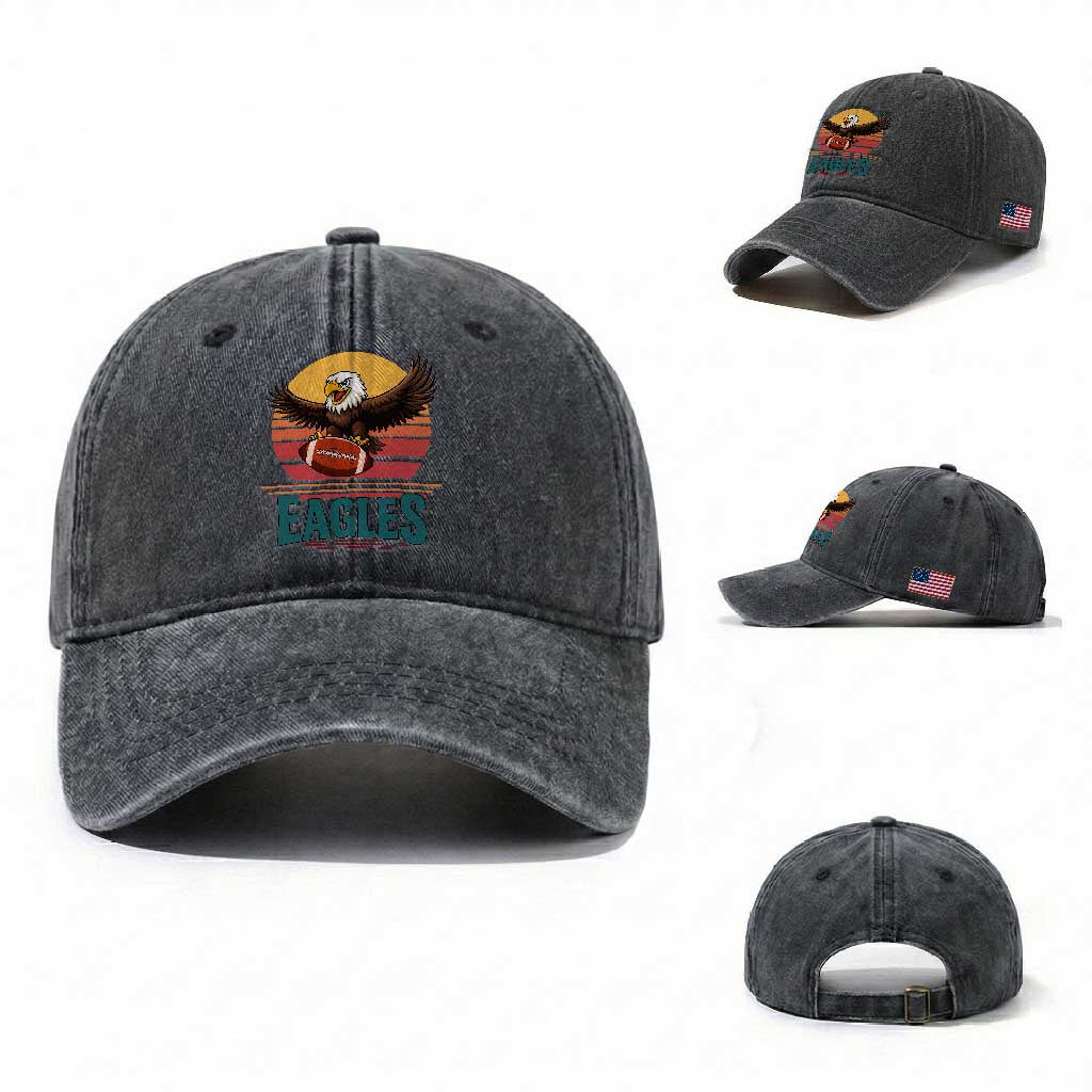 Funny EFF Retro Vintage Style Football Lover Gift Washed Cotton Baseball Cap TS12 Washed Cap Universal Fit Dark Gray Print Your Wear