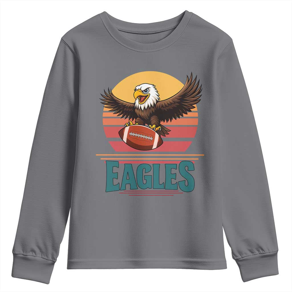 Funny Eagle Football Fan Youth Sweatshirt Retro Vintage Style TS12 Charcoal Print Your Wear