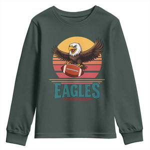 Funny Eagle Football Fan Youth Sweatshirt Retro Vintage Style TS12 Dark Forest Green Print Your Wear