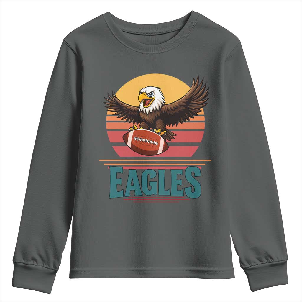 Funny Eagle Football Fan Youth Sweatshirt Retro Vintage Style TS12 Dark Heather Print Your Wear