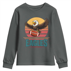 Funny Eagle Football Fan Youth Sweatshirt Retro Vintage Style TS12 Dark Heather Print Your Wear