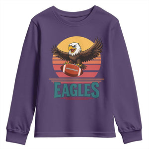 Funny Eagle Football Fan Youth Sweatshirt Retro Vintage Style TS12 Purple Print Your Wear