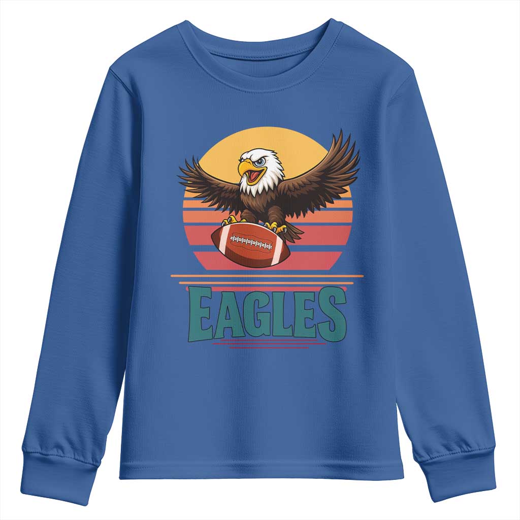 Funny Eagle Football Fan Youth Sweatshirt Retro Vintage Style TS12 Royal Blue Print Your Wear