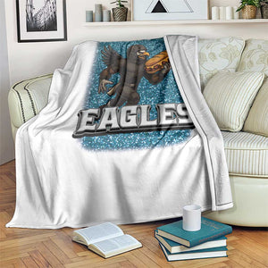 Funny Eagle With Cheesesteak Throw Blanket Football Glitter Print TS12 Print Your Wear