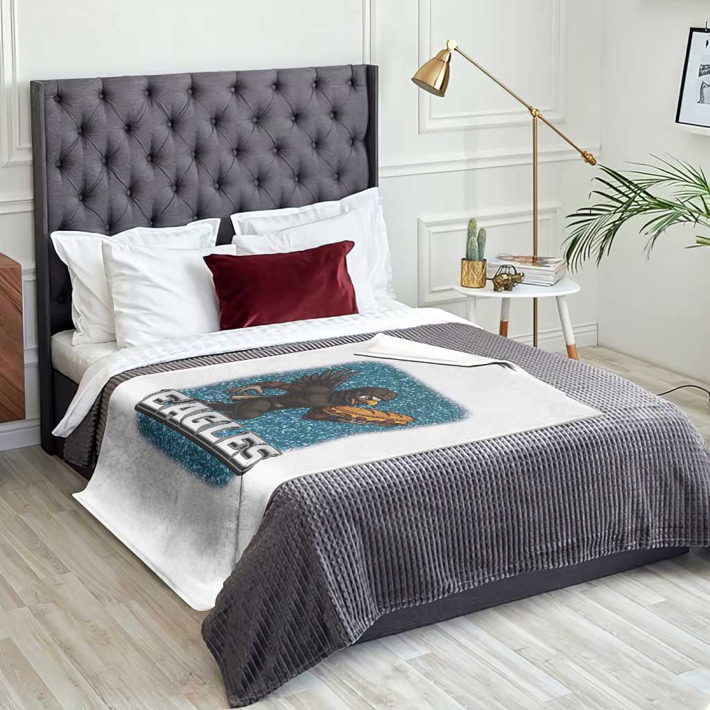 Funny Eagle With Cheesesteak Throw Blanket Football Glitter Print TS12 Print Your Wear