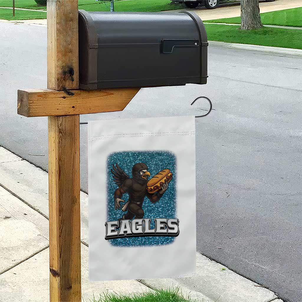 Funny Eagle With Cheesesteak Garden Flag Football Glitter Print TS12 Print Your Wear