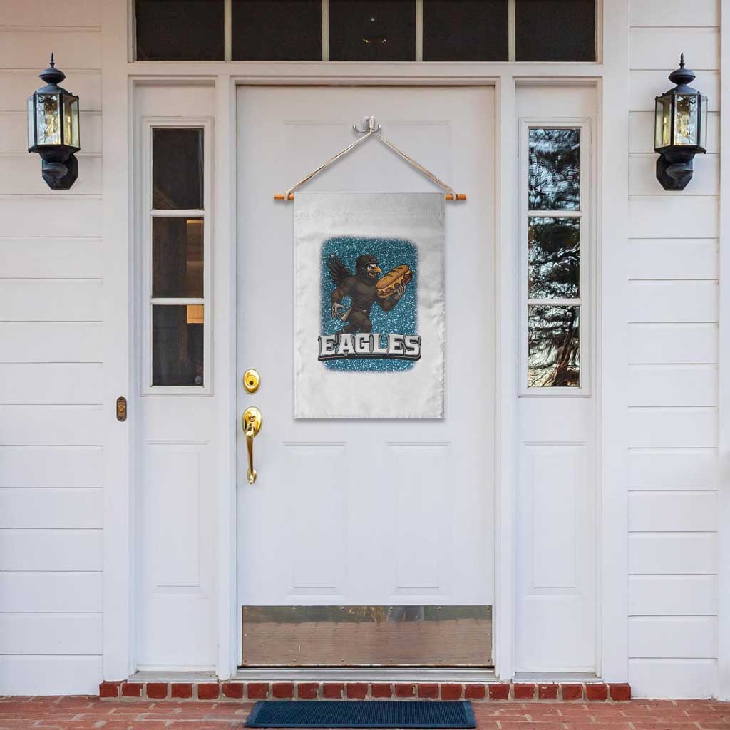 Funny Eagle With Cheesesteak Garden Flag Football Glitter Print TS12 Print Your Wear