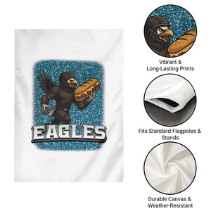 Funny Eagle With Cheesesteak Garden Flag Football Glitter Print TS12 Print Your Wear