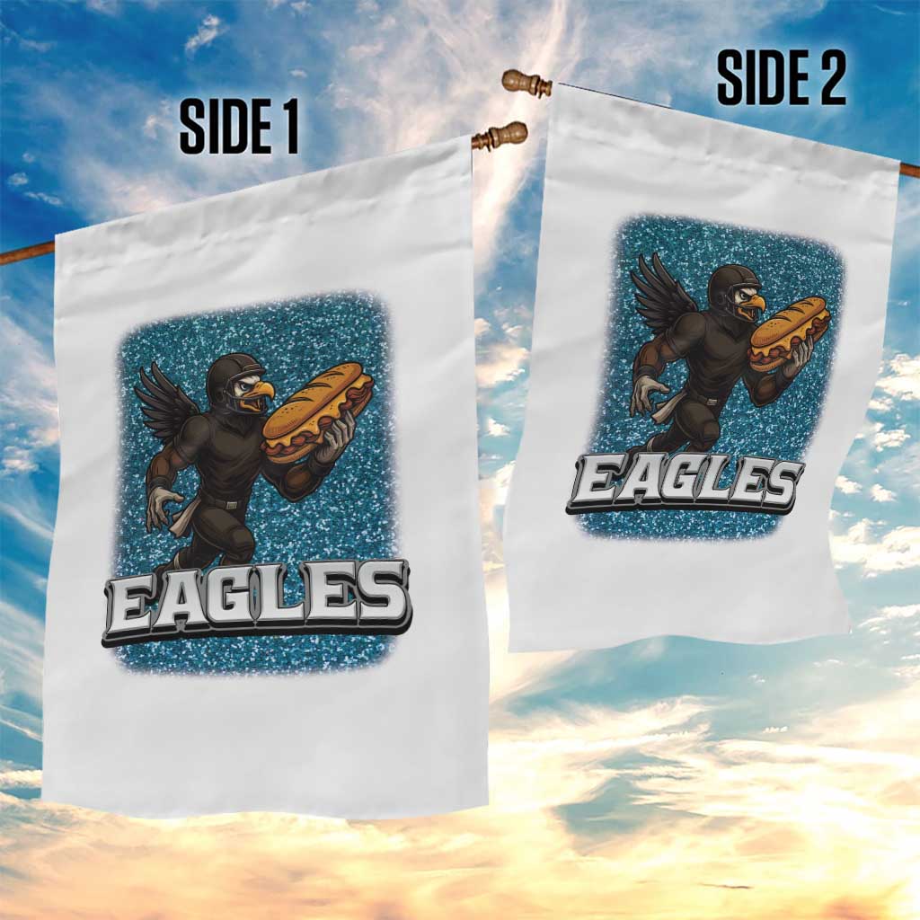 Funny Eagle With Cheesesteak Garden Flag Football Glitter Print TS12 Print Your Wear