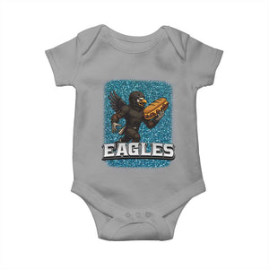Funny Eagle With Cheesesteak Baby Onesie Football Glitter Print TS12 Sport Gray Print Your Wear