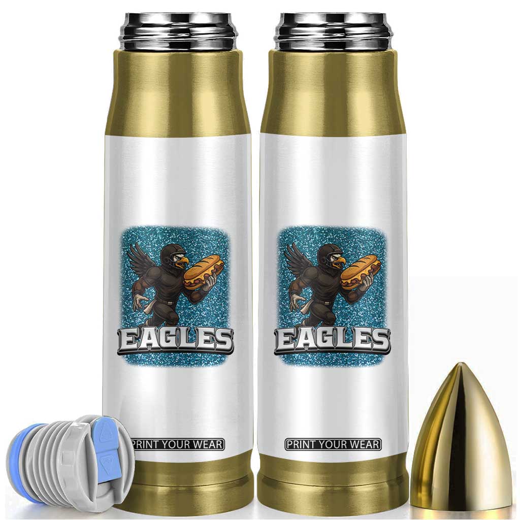 Funny Eagle With Cheesesteak Bullet Tumbler Football Glitter Print TS12 White Print Your Wear