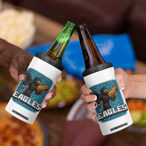 Funny Eagle With Cheesesteak 4 in 1 Can Cooler Tumbler Football Glitter Print TS12 Print Your Wear