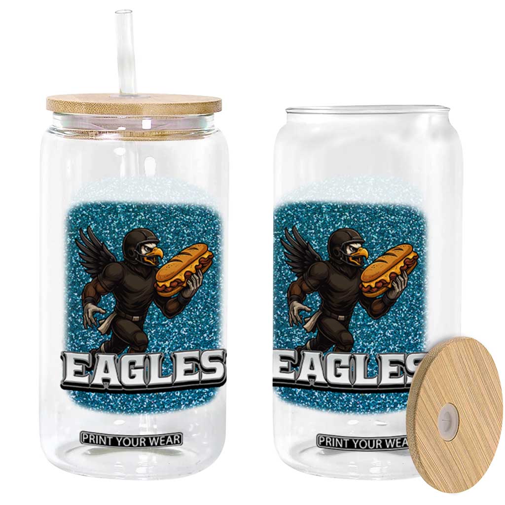 Funny Eagle With Cheesesteak Glass Can Football Glitter Print TS12 Print Your Wear