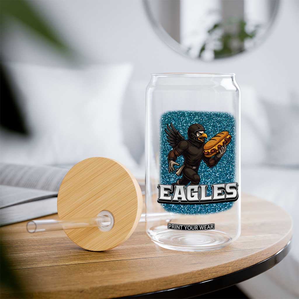 Funny Eagle With Cheesesteak Glass Can Football Glitter Print TS12 Print Your Wear