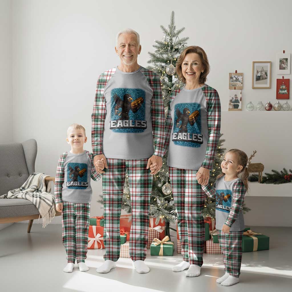 Funny Eagle With Cheesesteak Plaid Pajama Set Football Glitter Print TS12 Christmas Plaid Print Your Wear