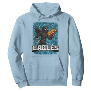 Funny Eagle With Cheesesteak Hoodie Football Glitter Print TS12 Light Blue Print Your Wear
