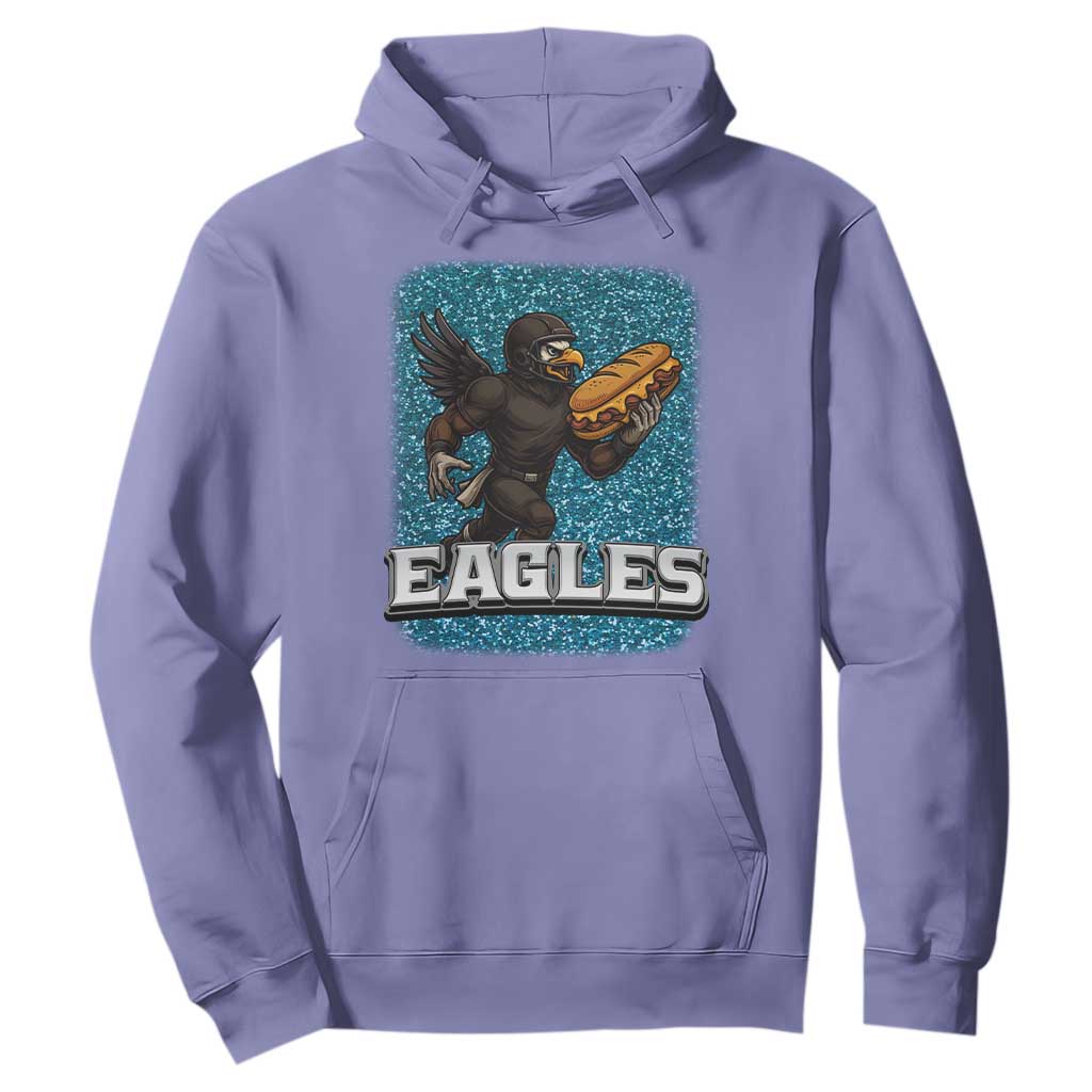 Funny Eagle With Cheesesteak Hoodie Football Glitter Print TS12 Violet Print Your Wear