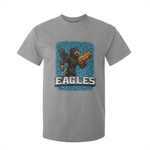 Funny Eagle With Cheesesteak T Shirt For Kid Football Glitter Print TS12 Sport Gray Print Your Wear