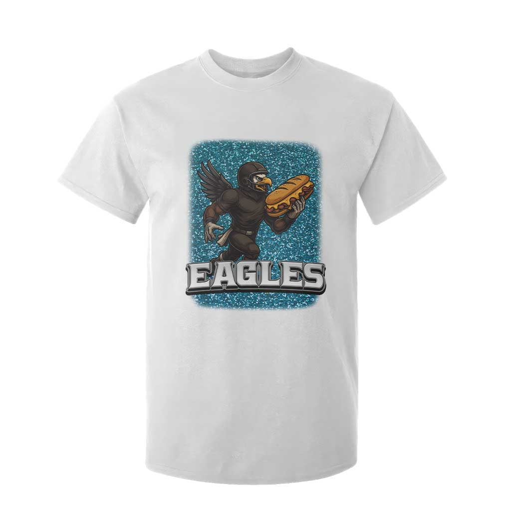 Funny Eagle With Cheesesteak T Shirt For Kid Football Glitter Print TS12 White Print Your Wear