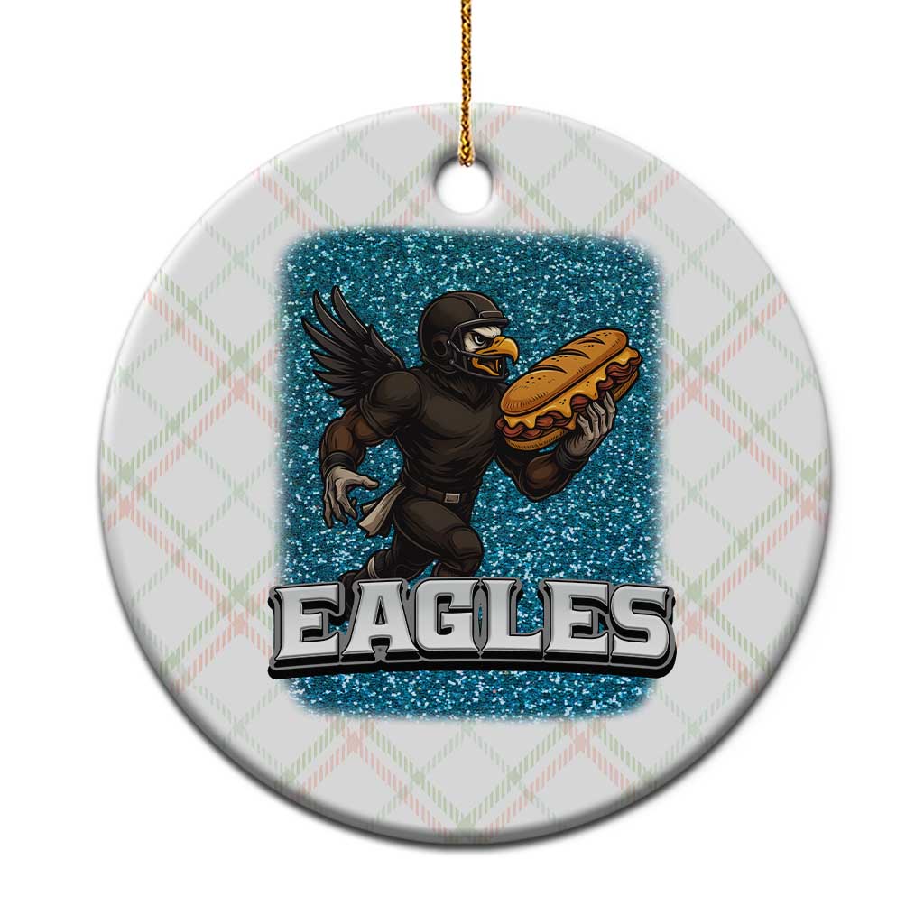 Funny Eagle With Cheesesteak Ceramic Ornament Football Glitter Print TS12 1pc Christmas Plaid Print Your Wear