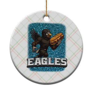 Funny Eagle With Cheesesteak Ceramic Ornament Football Glitter Print TS12 1pc Christmas Plaid Print Your Wear