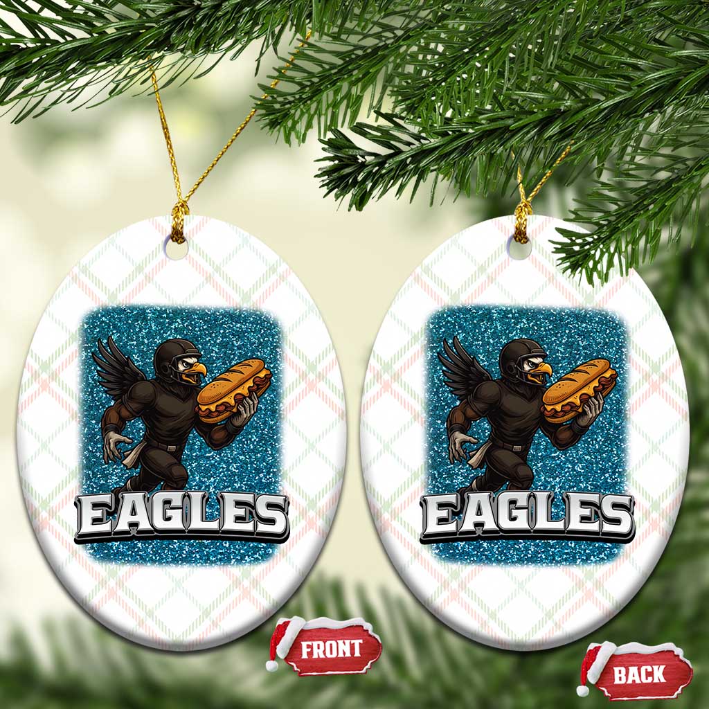 Funny Eagle With Cheesesteak Ceramic Ornament Football Glitter Print TS12 Print Your Wear