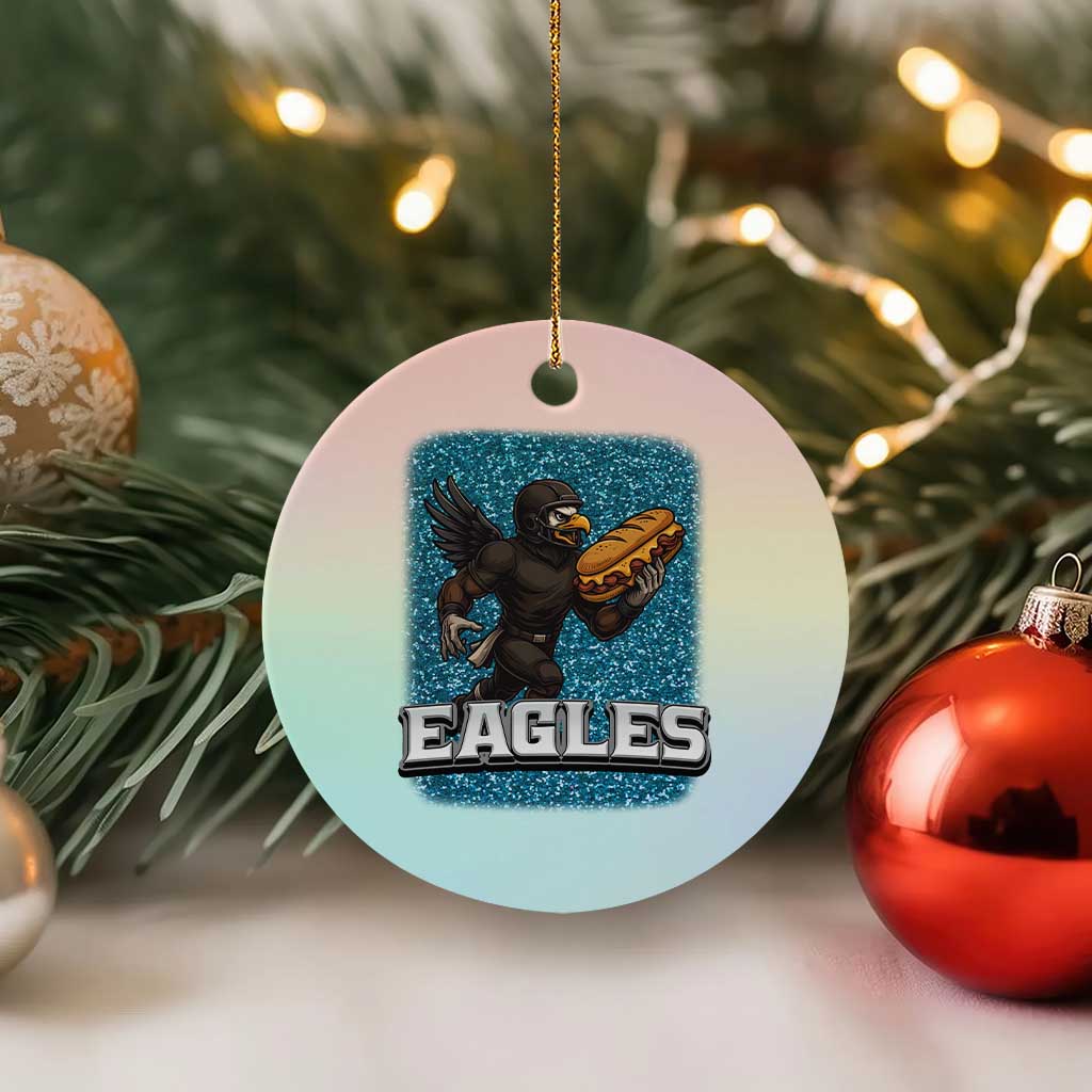 Funny Eagle With Cheesesteak Ceramic Ornament Football Glitter Print TS12 1pc Pastel Print Your Wear