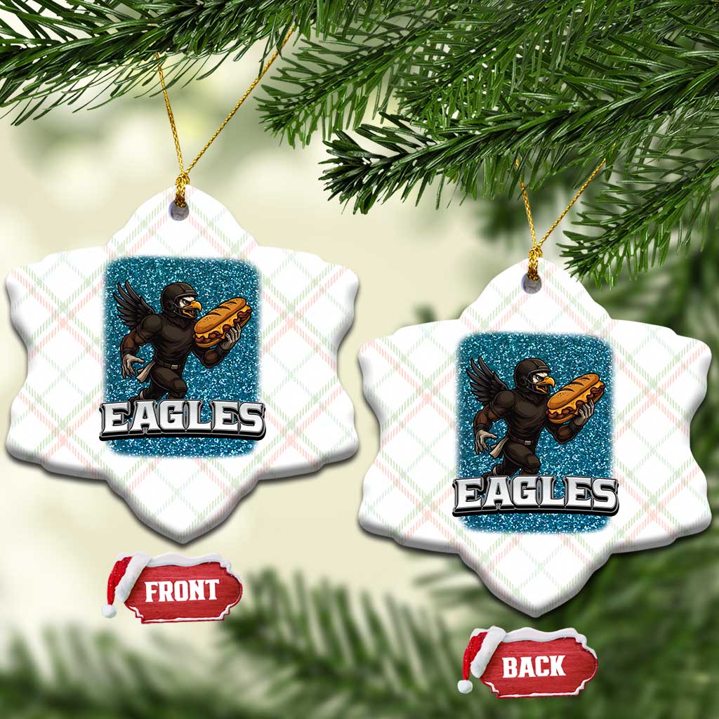 Funny Eagle With Cheesesteak Ceramic Ornament Football Glitter Print TS12 Print Your Wear