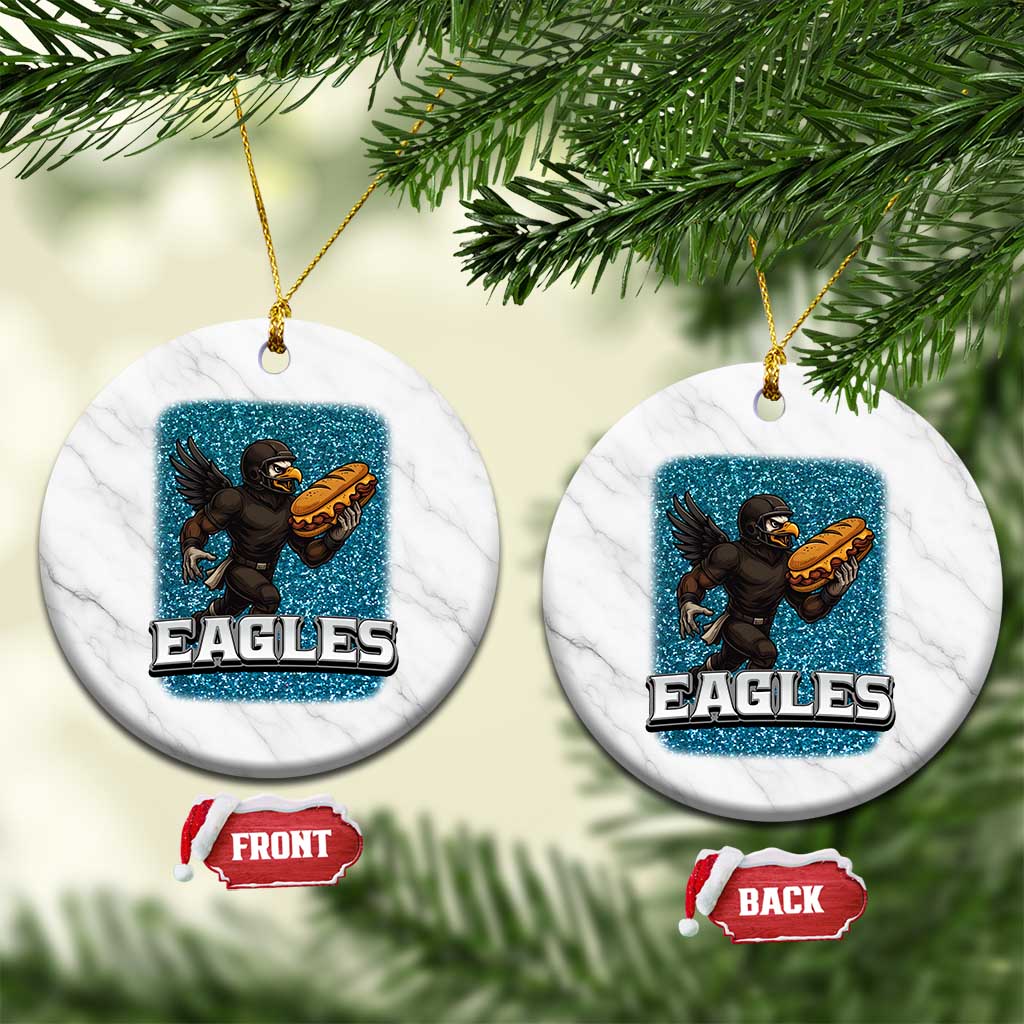 Funny Eagle With Cheesesteak Ceramic Ornament Football Glitter Print TS12 1pc White Marble Print Your Wear