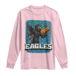 Funny Eagle With Cheesesteak Long Sleeve Shirt Football Glitter Print TS12 Light Pink Print Your Wear