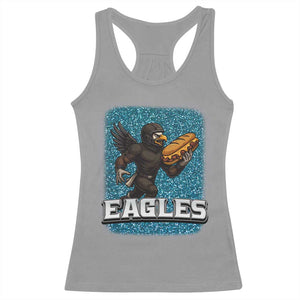 Funny Eagle With Cheesesteak Racerback Tank Top Football Glitter Print TS12 Sport Gray Print Your Wear