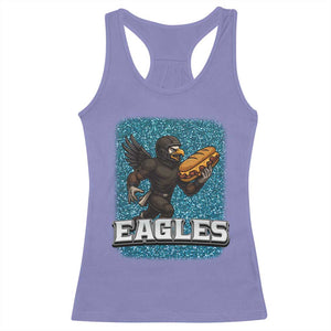 Funny Eagle With Cheesesteak Racerback Tank Top Football Glitter Print TS12 Violet Print Your Wear